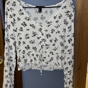 Long sleeve tie front top